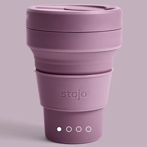 Stojo Collapsible Cup with 4 reusable straws, NIB, plum color, 12 oz,